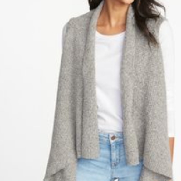 Waterfall Knit Cardigan Vest Grey sz S NWT